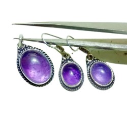 Amethyst Pendant with Matching Earrings