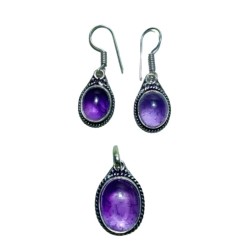 Amethyst Pendant with Matching Earrings