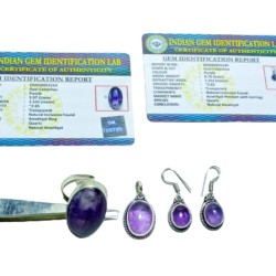 Amethyst Stone Jewellery Set - Ring, Pendent & Earrings