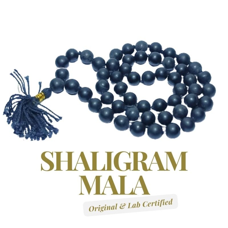 Shaligram Mala Authentic Mala for Prosperity Health & Peace- 10 mm & 54 Beads - Certified