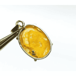 Natural Amber stone 15 carat In Silver Locket - Certified