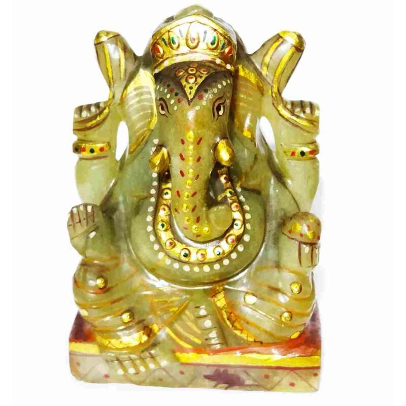 Light Green Aventurine Ganesh ji  Idol Certified & 401 Gram