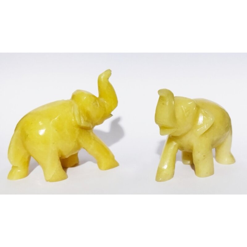 Yellow Aventurine Elephant Figure (2 Pieces) & Certified 200 Gram