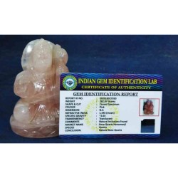 Genuine Rose Quartz ji Hanuman Idol & Certified 281 Gram