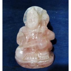 Genuine Rose Quartz ji Hanuman Idol & Certified 281 Gram