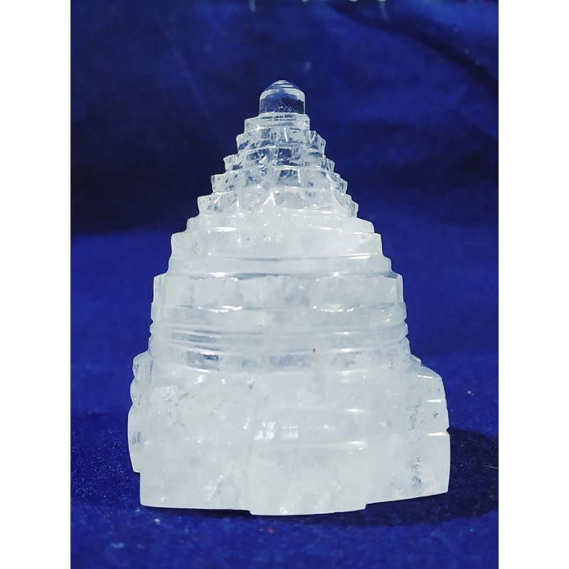 Certified Indian Sphatik Shree Yantra, Affordable & Genuine Crystal- 121 Gram