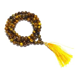 Certified Tiger Eye Stone Mala - For Rahu & Original 6mm 108 Beads