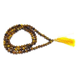 Certified Tiger Eye Stone Mala - For Rahu & Original 6mm 108 Beads