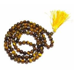 Certified Tiger Eye Stone Mala - For Rahu & Original 6mm 108 Beads