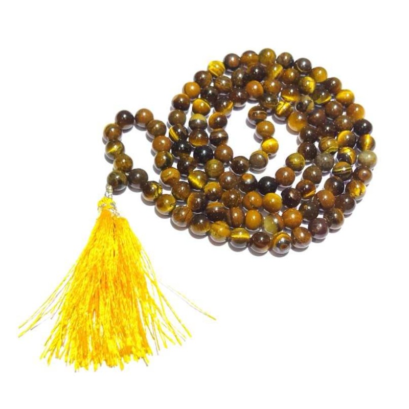 Certified Tiger Eye Stone Mala - For Rahu & Original 6mm 108 Beads