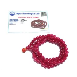 Genuine Natural Red Hakik Mala & Certified 6mm & 108 Beads