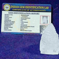 Indian Sphatik Shree Yantra, Lab Certified  -50 Gram