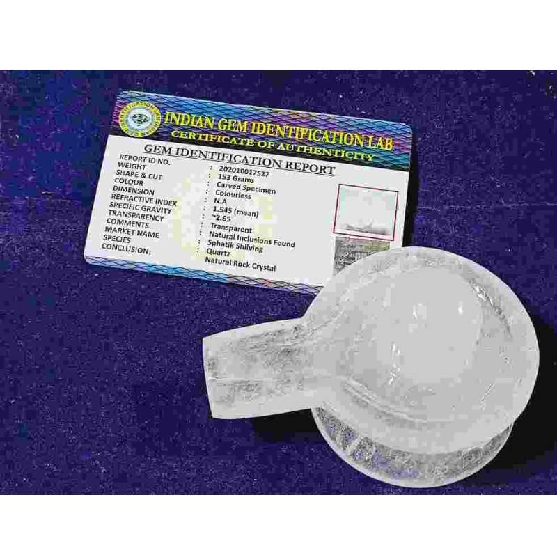 Certified Indian Sphatik Shivling- 153 Gram