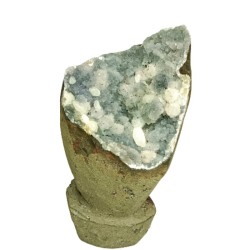 Natural Black Apophyllite Geode Stand Raw Stone