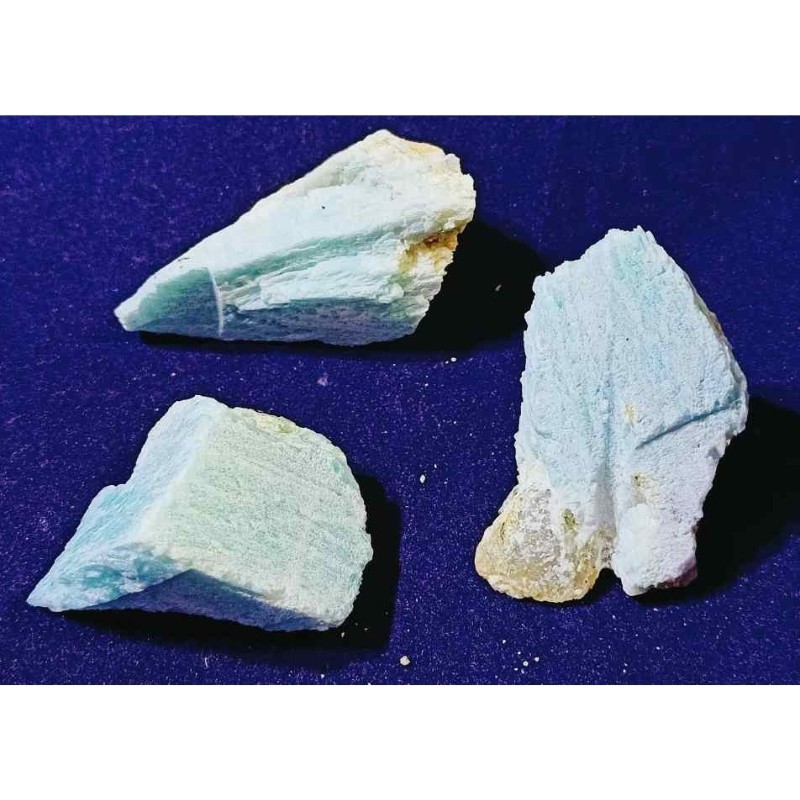 Amazonite Raw Stone (3 piece) Certified & Genuine